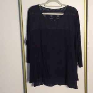 Navy blue blouse with decorative upper and lining